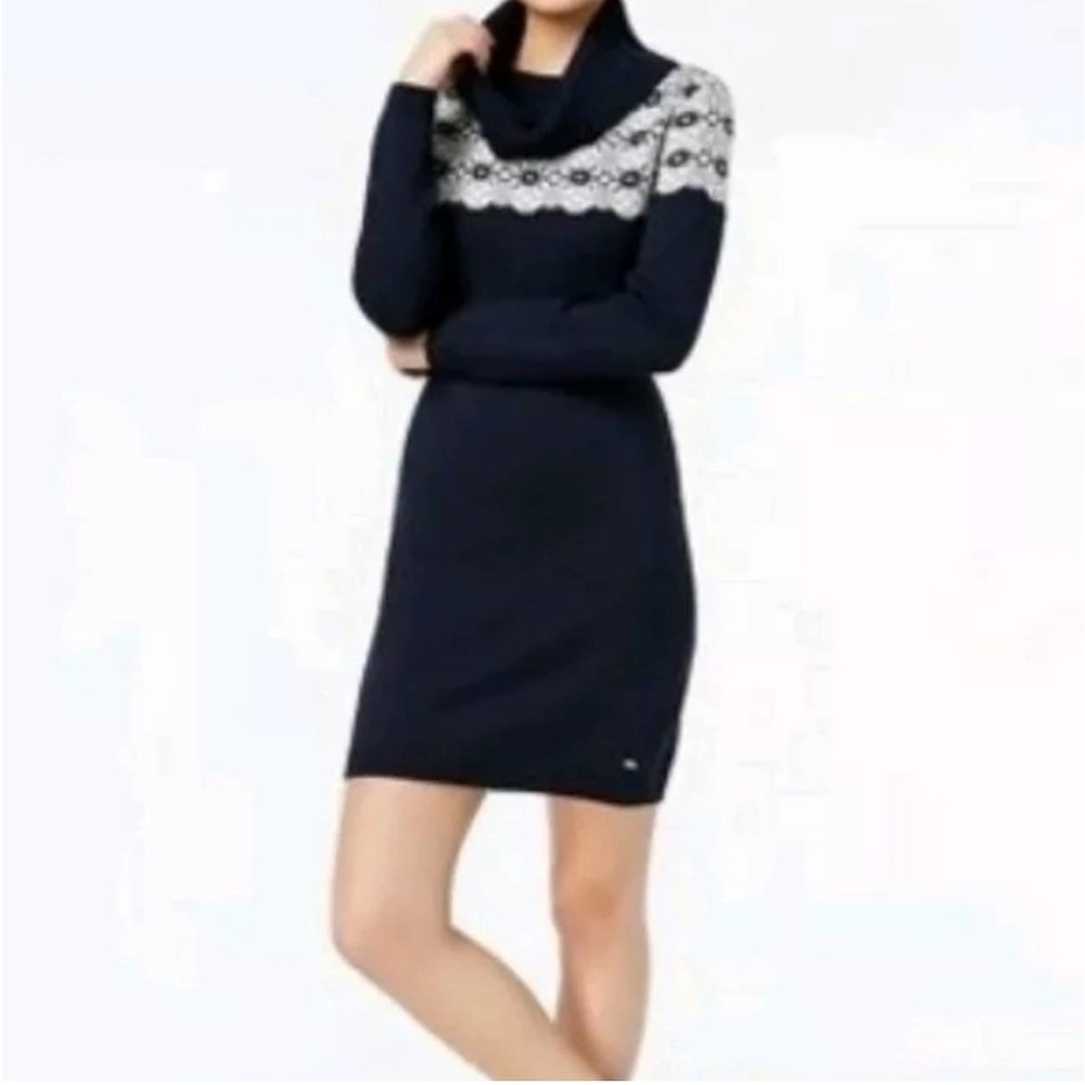 Tommy Hilfiger Fair Isle Turtleneck Sweater Dress